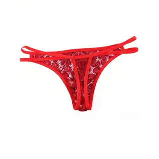 "O" HEAVENS B2G1F MENS THONG LACE  RED MEDIUM