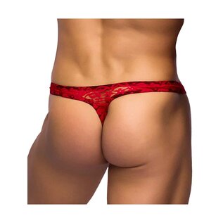 "O" HEAVENS B2G1F MENS SEXY THONG LACE RED EXTRA LARGE