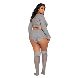 ROMA TOP & SHORTS PAJAMA SET GREY 3X/4X