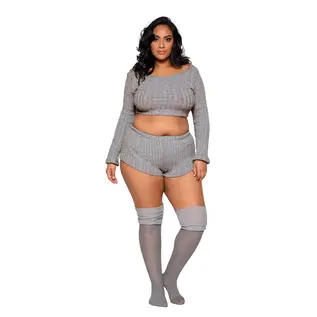 ROMA TOP & SHORTS PAJAMA SET GREY 3X/4X