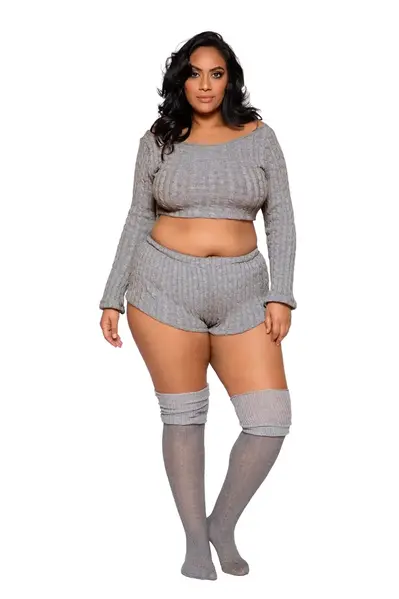 ROMA TOP & SHORTS PAJAMA SET GREY 3X/4X