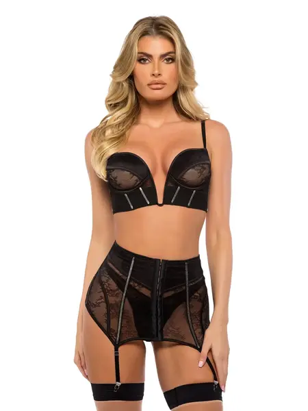 ROMA SKIRT AND GARTER BELLA NOIR SET