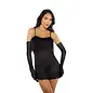 ROMA BABYDOLL & THONG AMELIA FEATHER BLACK