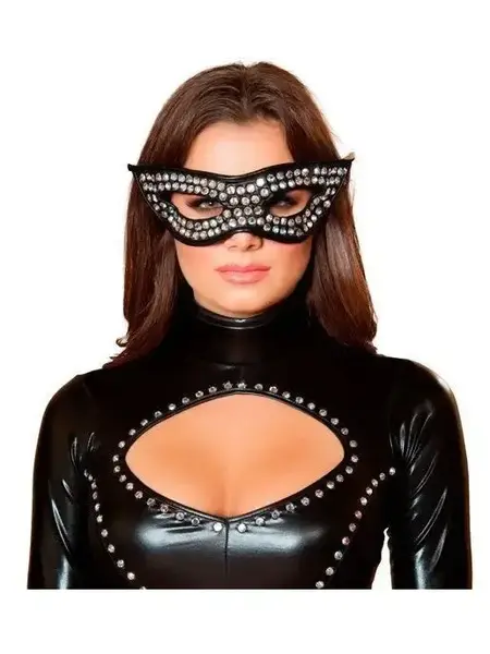 ROMA COSTUME RHINESTONE MASK BLACK