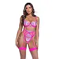 ROMA BRA, GARTER & PANTY SET SULTRY SIREN PINK XL