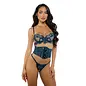 ROMA BRA, CINCHER BELT & PANTY SET EDEN TEAL SM
