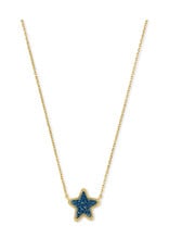 Kendra Scott Jae Star Pendant Necklace Gold Blue Drusy