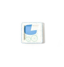 Coton Colors Baby Carriage Square Plate Blue
