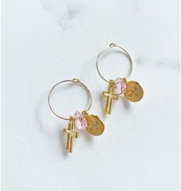 My Saint, My Hero Charm Hoop Earrings -