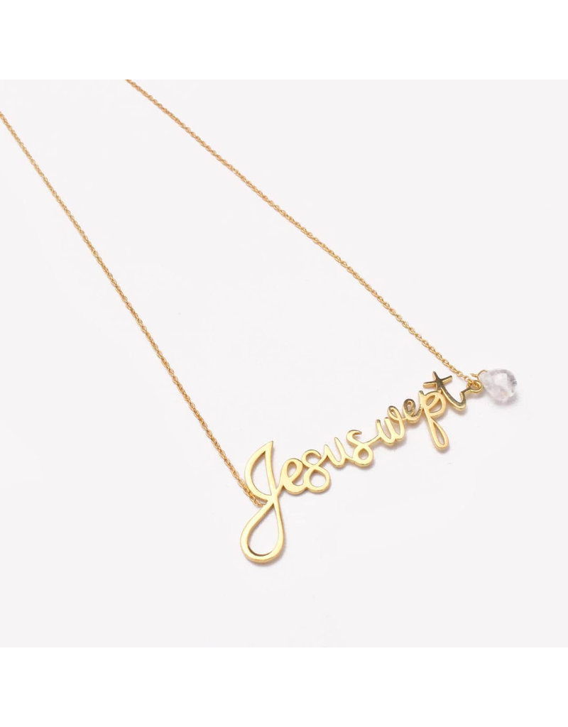 Jesus Script Gold Necklace