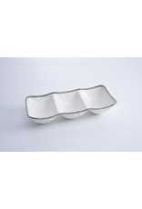 Pampa Bay Large 3-Section Serving Piece - White/Silver