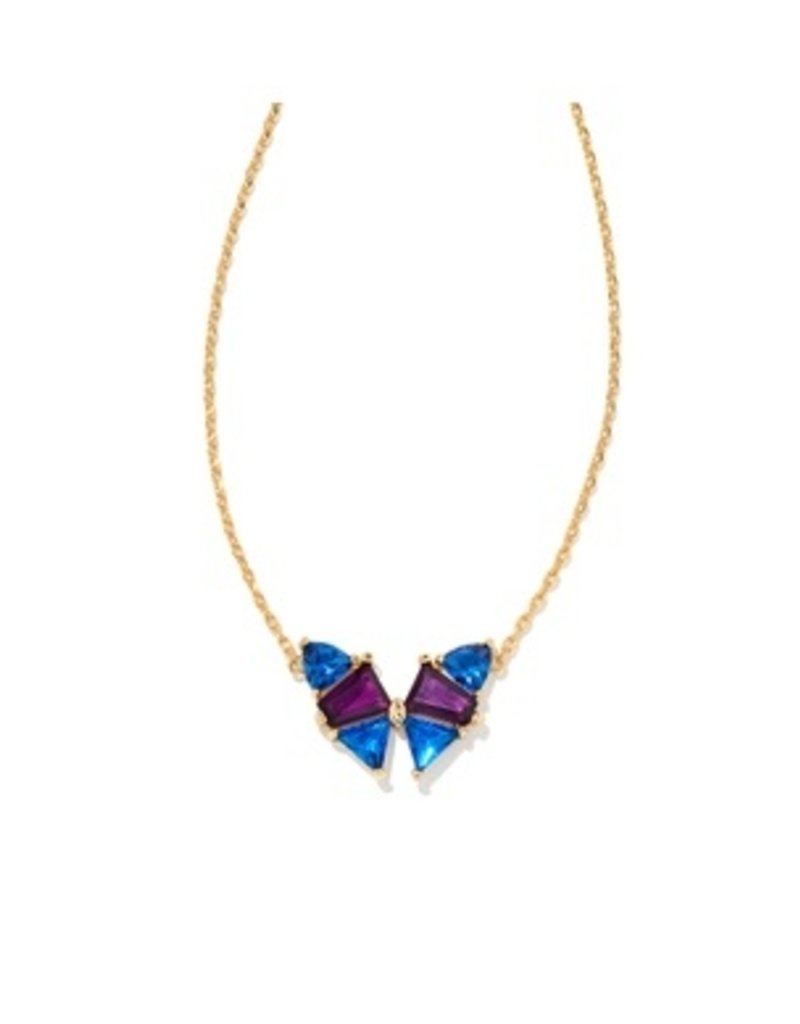 Kendra Scott Lillia Butterfly Gold Pendant Necklace in Dichroic Glass •  Impressions Online Boutique