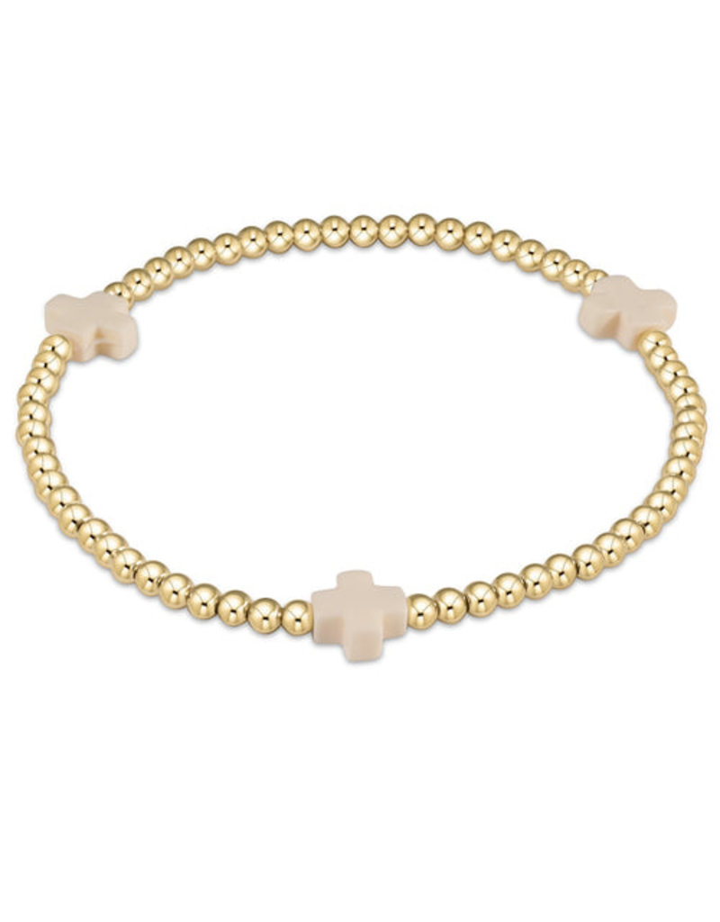 Enewton Signature Cross Gold Pattern 3mm Bead Bracelet