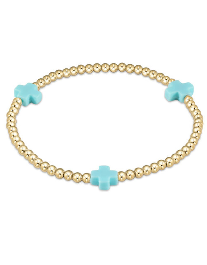 Enewton Signature Cross Gold Pattern 3mm Bead Bracelet