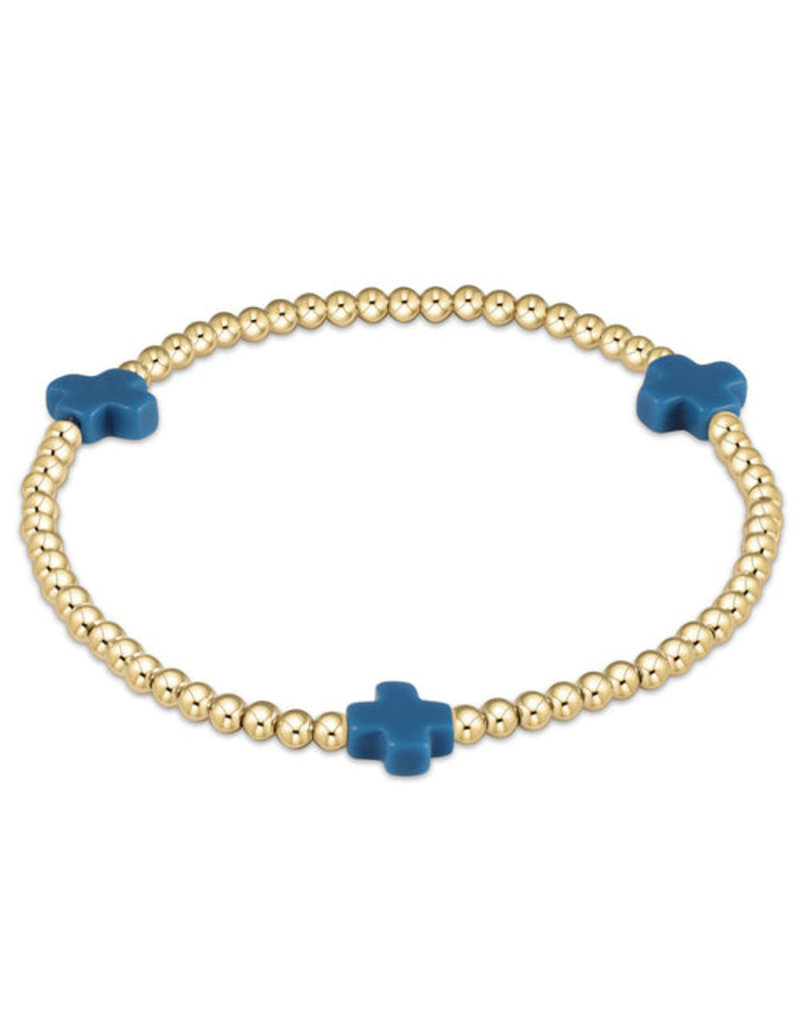 Enewton Signature Cross Gold Pattern 3mm Bead Bracelet