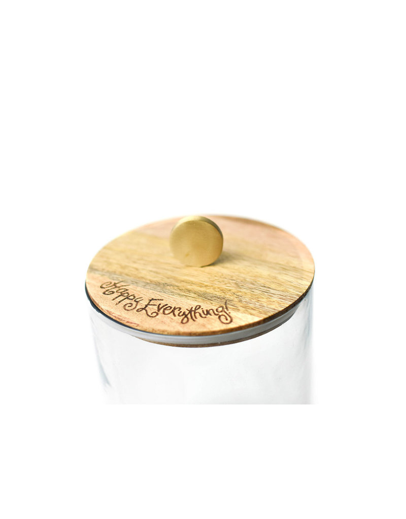 Happy Everything! Big Wooden Lid Large Glass Jar