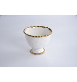 Pampa Bay Small Footed Bowl - White/Gold