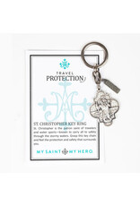 My Saint, My Hero Travel Protection on a Ring St. Christopher Key Ring - Silver