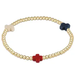 Enewton Signature Cross Gold Pattern 3mm Bead Bracelet