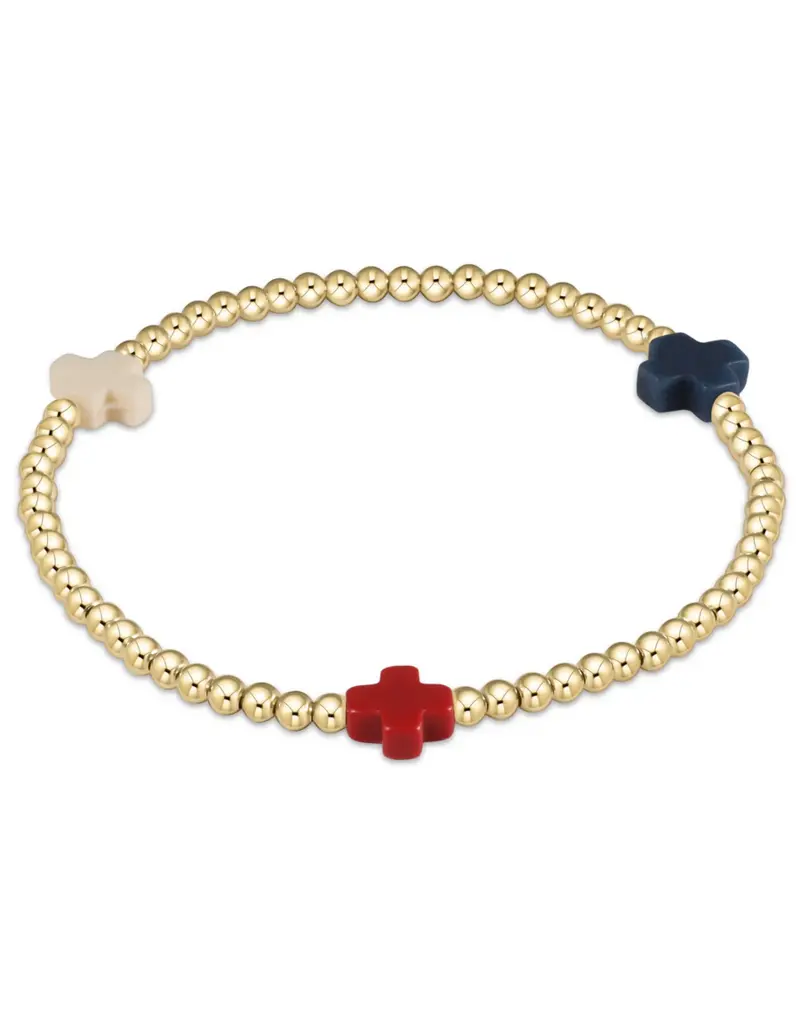 Enewton Signature Cross Gold Pattern 3mm Bead Bracelet
