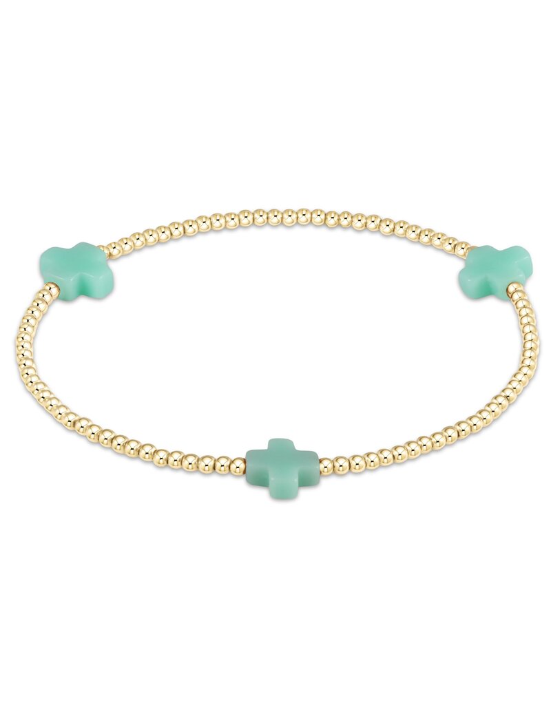 Enewton Signature Cross Gold Pattern 2mm Bead Bracelet