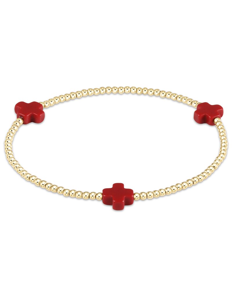 Enewton Signature Cross Gold Pattern 2mm Bead Bracelet