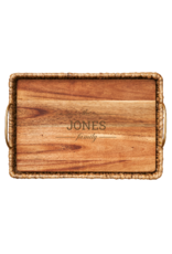 Maple Leaf At Home Water Hyacinth Rectangle Tray with Metal Handles and Acacia Wood Liner