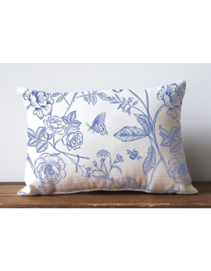 Little Birdie Custom Pillow - Blue Victorian Last Name Pillow