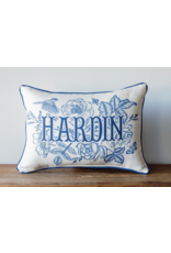 Little Birdie Custom Pillow - Blue Victorian Last Name Pillow