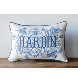 Little Birdie Custom Pillow - Blue Victorian Last Name Pillow