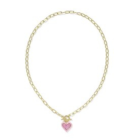Kendra Scott Ari Heart Enamel Frame Link & Chain Necklace