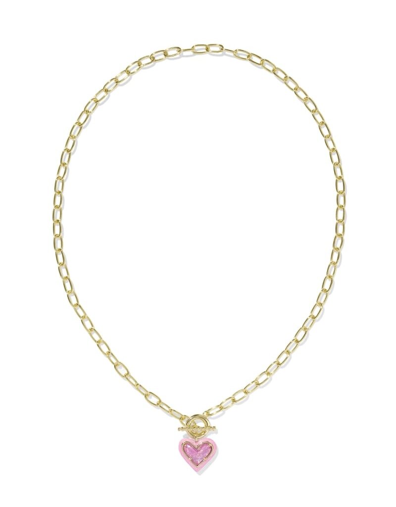 Kendra Scott Ari Heart Enamel Frame Link & Chain Necklace