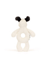Jellycat Bashful  Black and Cream Puppy Ring Rattle