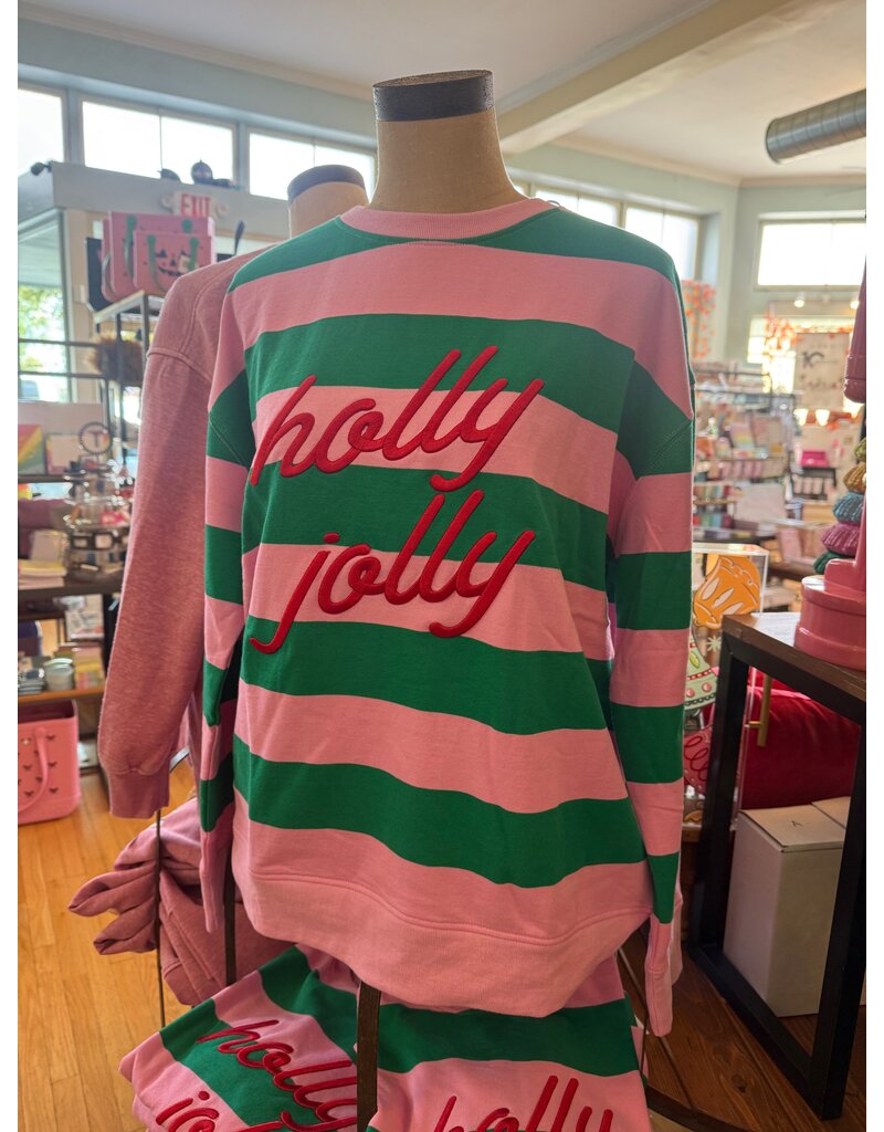 Shiraleah Holly Jolly Striped Classic Sweatshirt