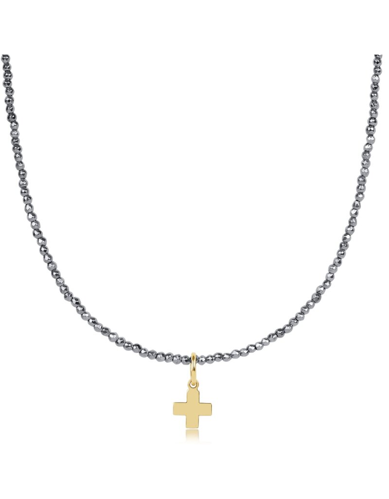 Enewton 17" Choker Silver Faceted Hematite