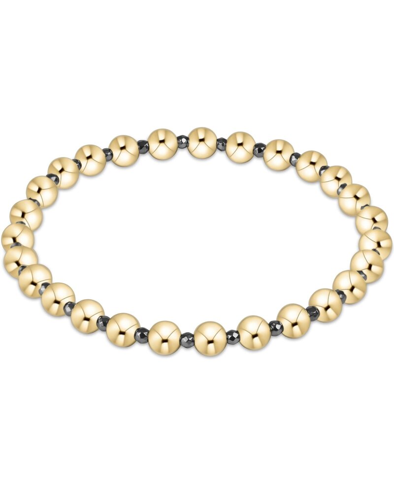 Enewton Silver Faceted Hematite Grateful Pattern Bead Bracelet
