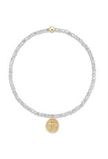 Enewton Bright Silver Faceted Hematite Inspire Small Gold Charm Bead Bracelet