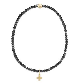 Enewton Faceted Hematite Signature Cross Gold Charm Bead Bracelet