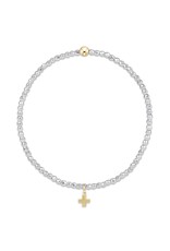 Enewton Bright Silver Faceted Hematite Signature Cross Gold Charm Bead Bracelet
