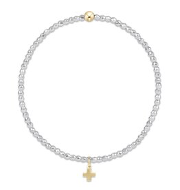 Enewton Bright Silver Faceted Hematite Signature Cross Gold Charm Bead Bracelet
