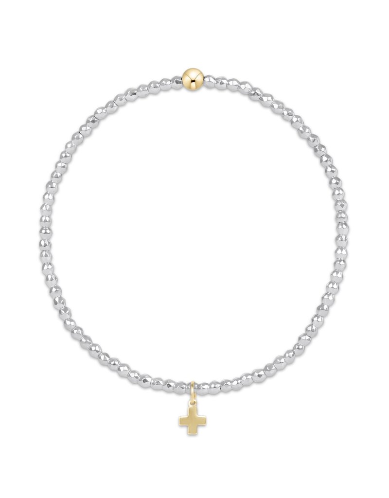 Enewton Bright Silver Faceted Hematite Signature Cross Gold Charm Bead Bracelet