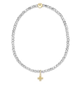 Enewton Silver Faceted Hematite Signature Cross Gold Charm Bead Bracelet