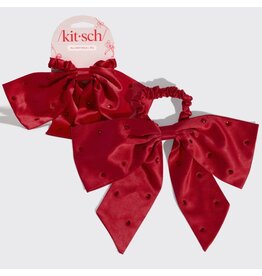 Kitsch Holiday Satin & Rhinestone Bow Scrunchi