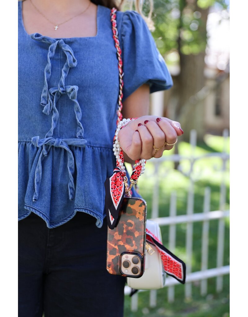 Victory Lap Victory Lap Woven Scarf Pearl Phone Strap/Wristlet