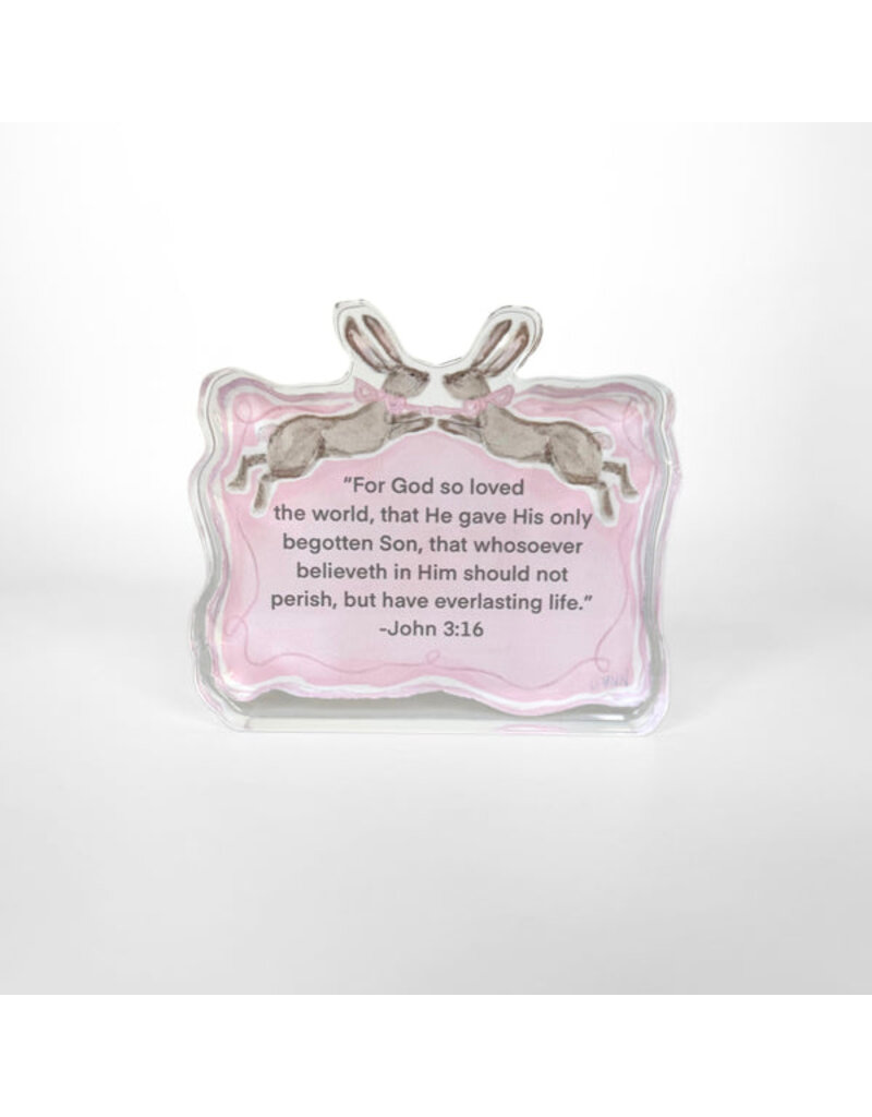 Lauren Dunn Rabbit John 3:16 Acrylic Block