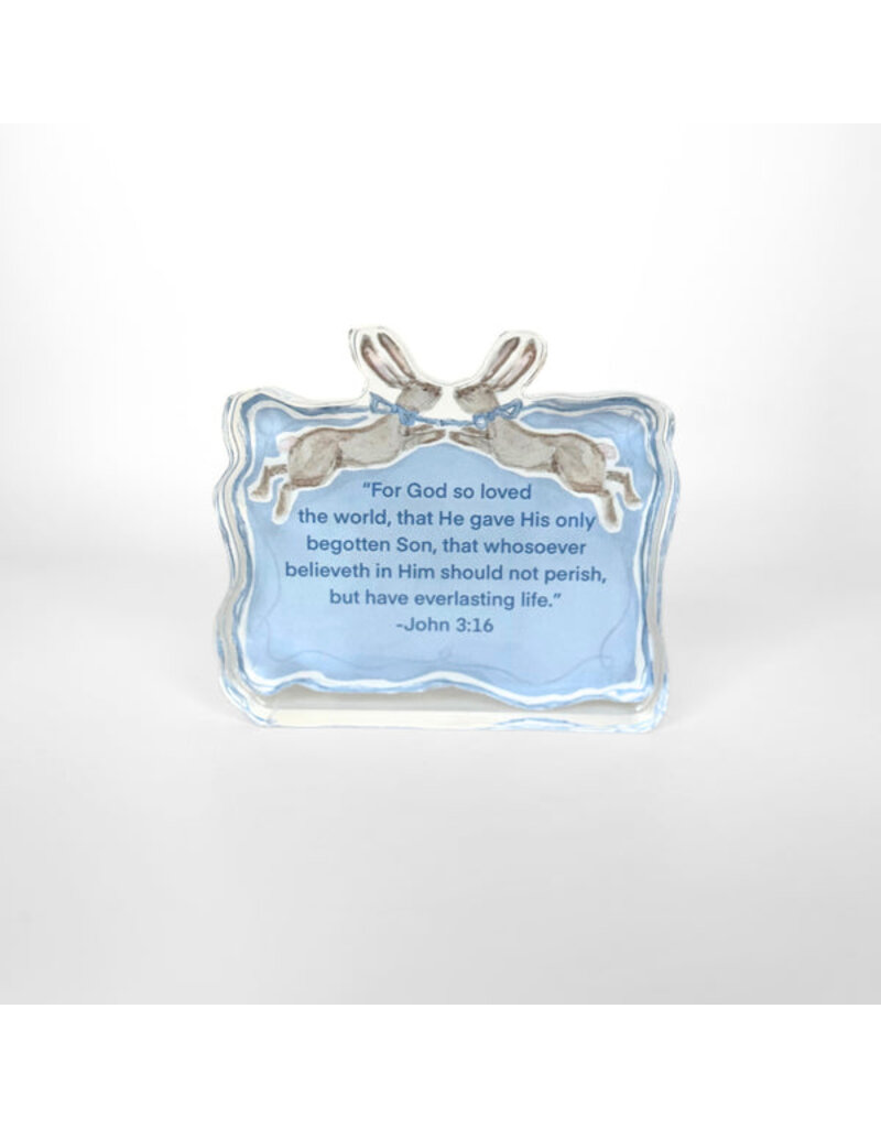 Lauren Dunn Rabbit John 3:16 Acrylic Block