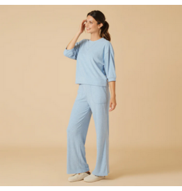Softies Terry Cropped Sleeve Crew Neck w/ Wide Leg Pant