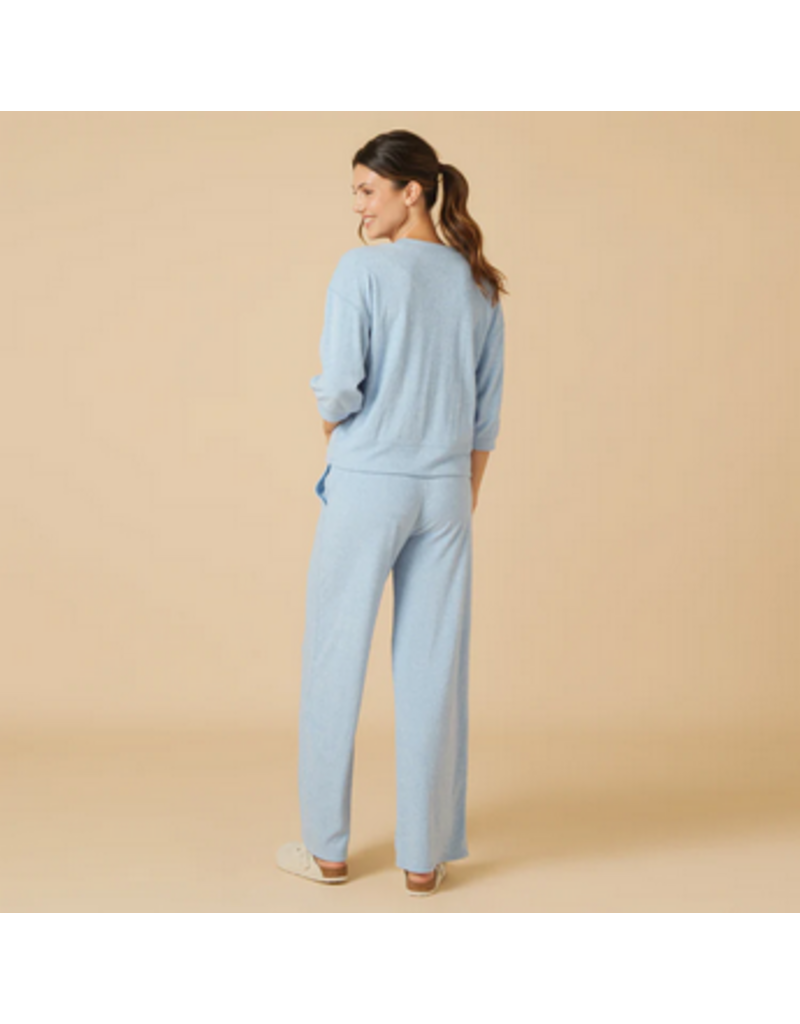 Softies Terry Cropped Sleeve Crew Neck w/ Wide Leg Pant