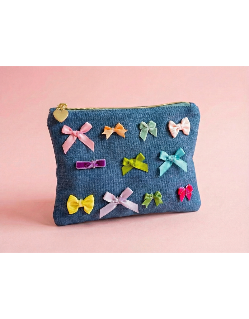 Taylor Elliott Designs Bella Denim/Bow Pouch