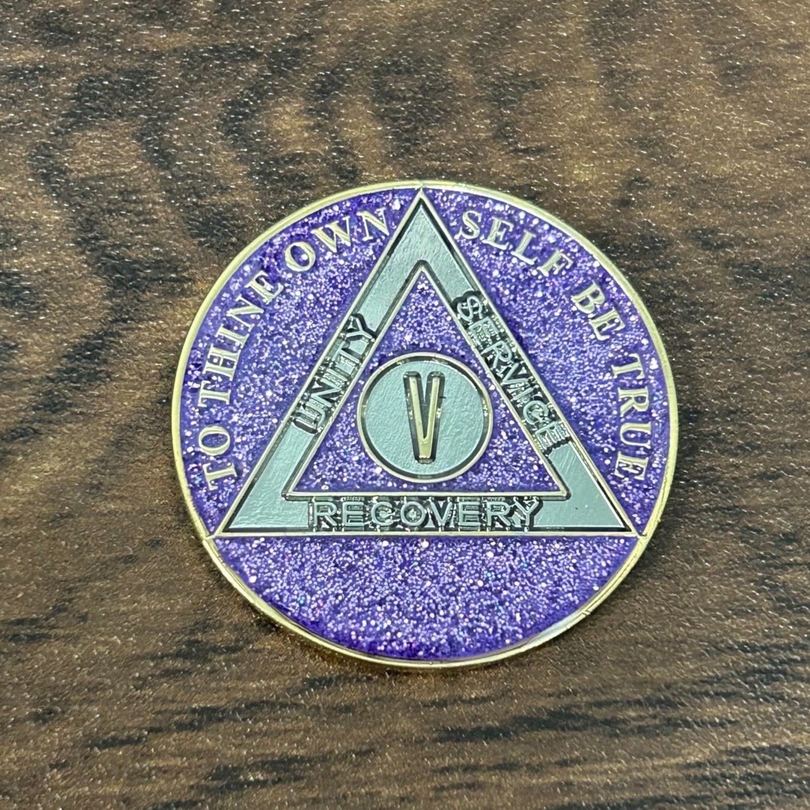 AA Enamel Medallion [05YR] Purple Glitter